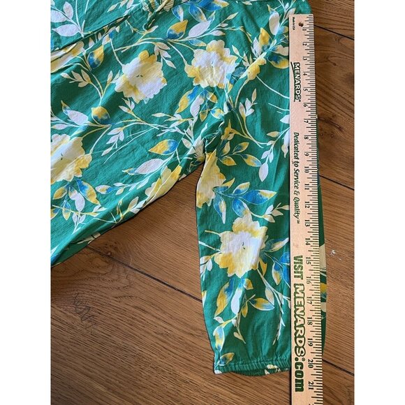 St. Johns Bay Women Green Floral Long Sleeve Blouse Size Large Hawaiian Colorful - Picture 6 of 14